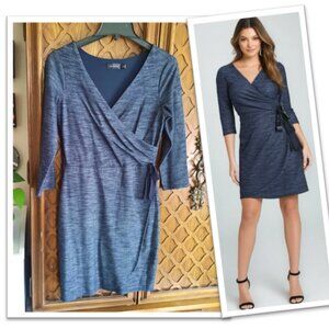 The Limited | Faux Wrap Tulip Hem Dress - Navy, Size XS